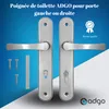 A product image showing two door handles and mounting hardware against a gradient blue and white background. Anteprima dell’immagine prodotto