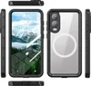Multiple views of a black phone case with a clear back and a magnetic ring, displayed on a white background. Anteprima dell’immagine prodotto
