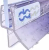 A close-up view of a clear plastic shower door seal with water droplets on it. A logo is visible on the seal. Produktbild-Vorschau