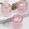 Kerzenständer Glas 3er Set Rosa Stabkerzen Teelichter Produktbild-Vorschau 3