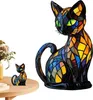 A stained glass cat figurine is shown next to a larger stained glass cat lamp. Produktbild-Vorschau