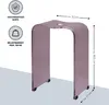 A transparent mauve acrylic stool with dimensions indicated by measurement lines and text labels. Anteprima dell’immagine prodotto