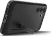 A black phone case with a kickstand is shown from a side angle. Produktbild-Vorschau