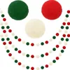 Three garlands of felt balls in red, white, and green, with three larger felt balls in green, red, and cream arranged above them. Produktbild-Vorschau