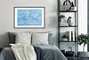 MuchoWow® Gerahmtes Poster Weltkarte - Blau - Linien 90x60 Produktbild-Vorschau 2