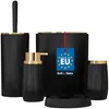 A set of black and gold bathroom accessories arranged on a white background. Podgląd zdjęcia produktu