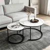 Couchtisch Rund,Satztisch 2er Set,Schwarz Marmor Couchtisch Produktbild-Vorschau 2