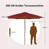 A diagram showing the dimensions of a red patio umbrella with a silhouette of a person for scale. Anteprima dell’immagine prodotto
