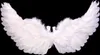 A pair of white angel wings against a black background. Produktbild-Vorschau