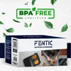 A product box for Fentic Air Fryer Accessories, with a BPA-Free certification badge and images of the accessories and a person using them. Voir les images du produit