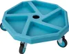 A teal-colored, octagonal rolling seat with compartments and wheels, shown from a slightly elevated angle against a white background. Anteprima dell’immagine prodotto