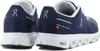 Rear view of a pair of navy blue ON Running Cloud sneakers with white soles. Voir les images du produit