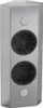 A silver corner power outlet with two black sockets and two white buttons. Náhled obrázku produktu