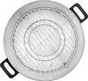 A top-down view of a stainless steel pot with a white grill rack inside, set against a white background. Produktbild-Vorschau