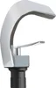 A close-up studio shot of a modern silver faucet with a black base. Podgląd zdjęcia produktu