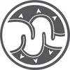 A stylized graphic design within a circle, featuring abstract shapes that resemble intertwined waves or a stylized 'M'. Small triangular arrows point outwards from the inner edge of the circle. Náhľad obrázku produktu