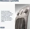 A close-up of a white and gray electric heater with text describing its features. Voir les images du produit
