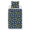 A duvet cover and pillowcase set with a Pokemon Pikachu pattern, laid flat on a white surface. Produktbild-Vorschau