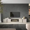 TV-Möbel Holzeffekt beige 315x35x50cm Kamin mit Feuereffekt Produktbild-Vorschau 2
