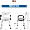 Product size chart for a shower chair. Produktbild-Vorschau