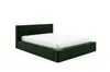 A green upholstered bed with a white mattress, shown from a three-quarter angle against a white background. Produktbild-Vorschau