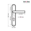 A technical drawing of a door handle with dimensions and specifications. Podgląd zdjęcia produktu