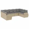 9-tlg. Garten-Sofagarnitur mit Kissen Beige Poly Rattan Produktbild-Vorschau 1