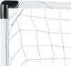 A close-up view of a white soccer goal net and frame. Voir les images du produit