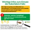 Marketing image with text and graphics explaining the use of a cockroach trap and offering an insect identification service. Produktbild-Vorschau