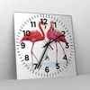 Wanduhr - Quadrat - Glasuhr - Flamingos Rosa Paar - 40x40cm Produktbild-Vorschau 4