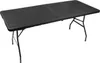 A black folding table with metal legs on a white background. Náhľad obrázku produktu