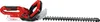 A red and black cordless hedge trimmer is shown against a white background. Produktbild-Vorschau