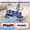 A close-up diagram showing the internal components of a cordless vacuum cleaner head, with a focus on the brush roll. Two inset images compare the "V-Roller anti-winding brush" with a generic brush. Podgląd zdjęcia produktu