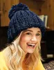 Oversized Hand-Knitted Beanie - Farba: French Navy - Náhľad obrázku produktu 1