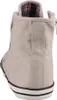 Das Bild zeigt einen hellgrauen Freizeitschuh der von der Seite betrachtet wird. Der Schuh besitzt ein schlichtes Design mit einer strukturierten Oberfläche und einer auffälligen Sohle. Produktbild-Vorschau