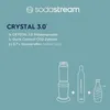A marketing image for a SodaStream Crystal 3.0, showing the product components and listing its contents. Produktbild-Vorschau