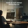A person is using a dual monitor setup on a desk, with text overlays indicating different display orientations. Produktbild-Vorschau