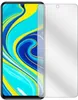 A clear screen protector is shown next to a smartphone with a colorful wallpaper. Produktbild-Vorschau