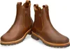 A pair of brown leather Chelsea boots on a white background. Produktbild-Vorschau