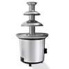 A stainless steel chocolate fountain with three tiers. Podgląd zdjęcia produktu