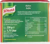 The image shows the side of a Knorr Rahm Soße (cream sauce) product can, displaying nutritional information and preparation instructions. Produktbild-Vorschau