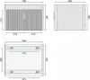 Technical drawings of a bathroom cabinet with dimensions. Produktbild-Vorschau