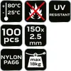 NEO TOOLS Fascette in nylon nero Set di 100 fascette 150 mm Anteprima dell’immagine prodotto 2