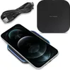 A wireless charger, a USB cable, and a smartphone are arranged on a white background. Produktbild-Vorschau