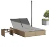 vidaXL Doppel-Sonnenliege mit Auflagen Beige Poly Rattan Produktbild-Vorschau 9