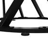 A close-up view of the black metal legs of a table, showing the adjustable feet. Produktbild-Vorschau