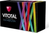 A black box with colorful diagonal stripes and text. Produktbild-Vorschau