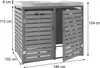 A diagram of a double garbage bin enclosure with dimensions. Podgląd zdjęcia produktu