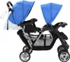 vidaXL Tandem-Kinderwagen Stahl Blau und Schwarz Produktbild-Vorschau 4