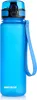 A blue water bottle with a strap and a black and blue cap. Produktbild-Vorschau